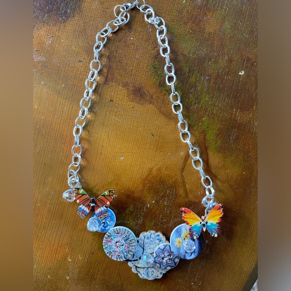 Button necklace one of a kind